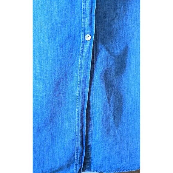 Zara Women's Denim Shirt Dress The 90th Collection Blue Midi Linen Blend Size XL - Picture 7 of 16